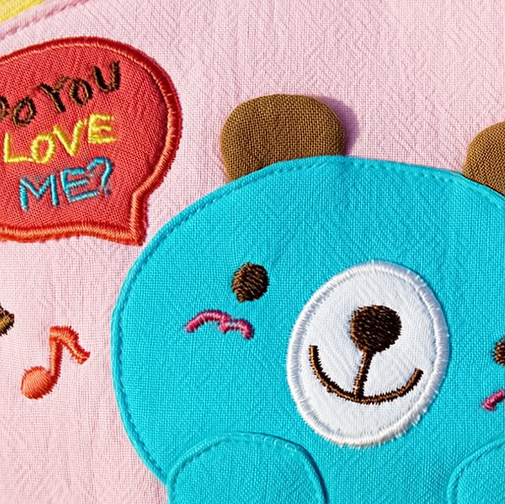 Blancho Blue Bear Print Bedding Bag Purse - 5.5 x 4.7 x 1.2 Inches - Cute Storage Pouch for Makeup, Jewelry & Travel Accessories