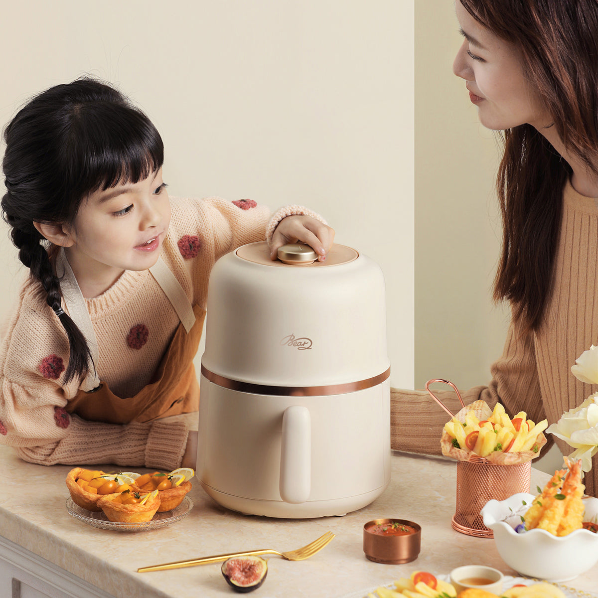 Bear MAF 091CW 3.7QT Multi-functional Mini Air Fryer - Perfect for Small Kitchens, Dorms & Healthy Cooking