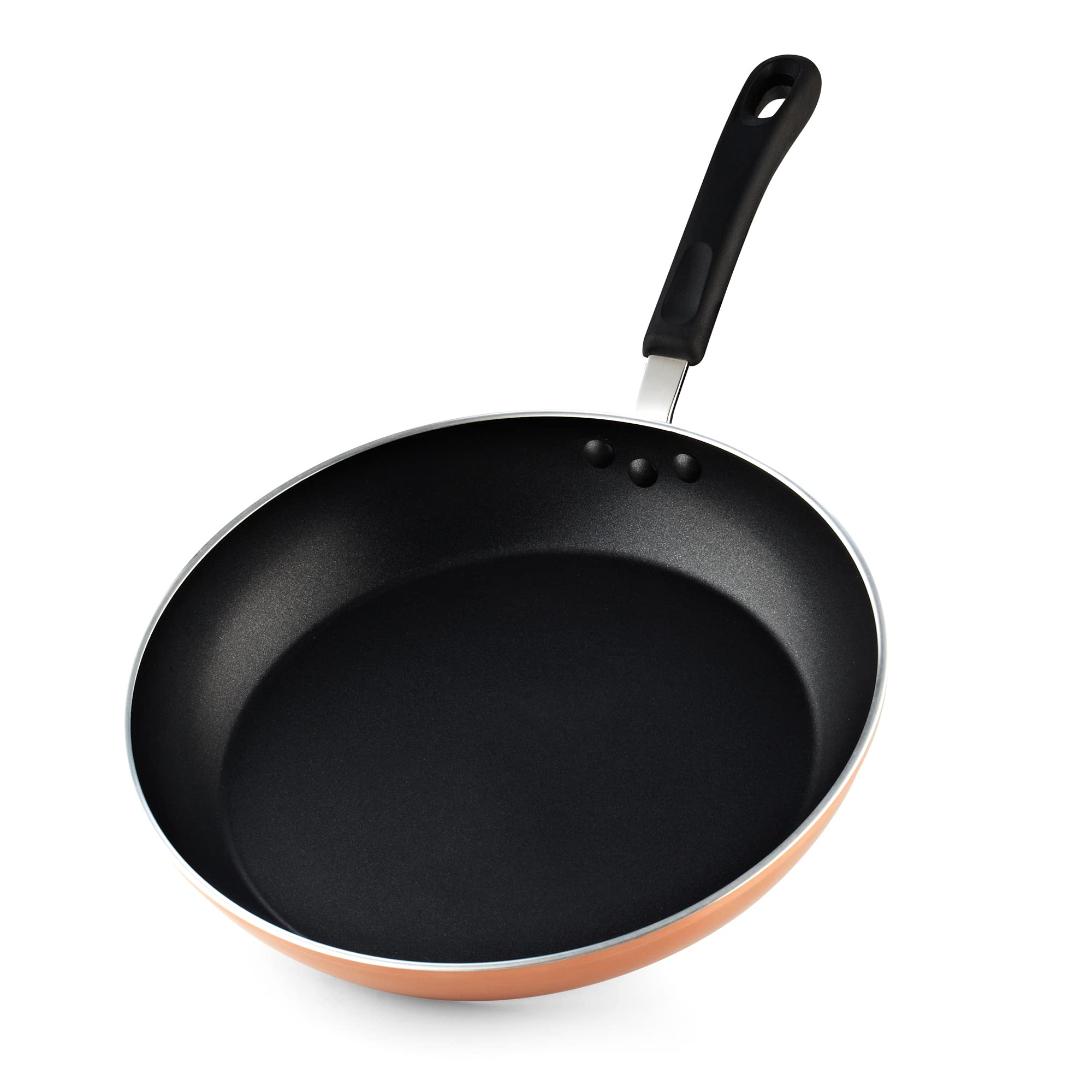 Cook N Home Nonstick Frying Pan Skillet Set - 3-Piece (8, 9.5, 12 Inch) - Induction Compatible Copper Sauté Pan, Omelet & Egg Fry Pan for Professional Cooking & Home Kitchen Use