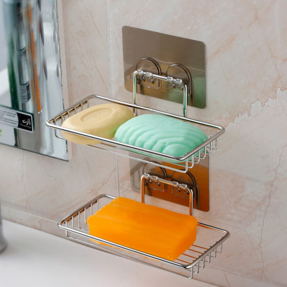 FOMIYES Shower Sponge Holder - Wall Mount Soap Dish & Bathroom Organizer for Shower, Bathtub, and Kitchen - Rustproof Soap Saver Basket with Drain Holes - Perfect for Bar Soap, Sponges, and Bath Accessories