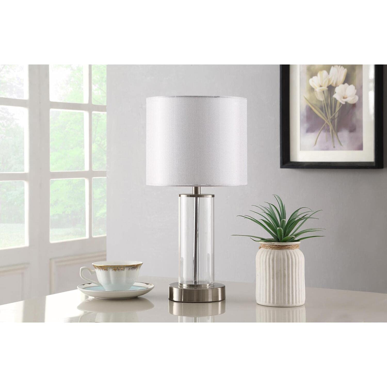 Violet Table Lamp - Modern LED Nightstand Light with USB Port, Touch Control & Adjustable Brightness for Bedroom, Living Room, Office Decor