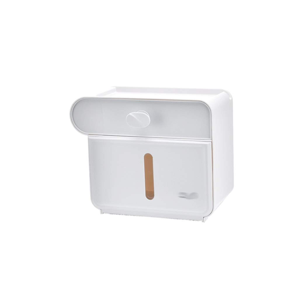 Wall-Mounted Double Tissue Box Holder & Paper Towel Dispenser with Shelf - Plastic Non-Perforated Towel Tray for Kitchen, Bathroom & Commercial Use - Space-Saving Organization for Homes, Offices & Restaurants
