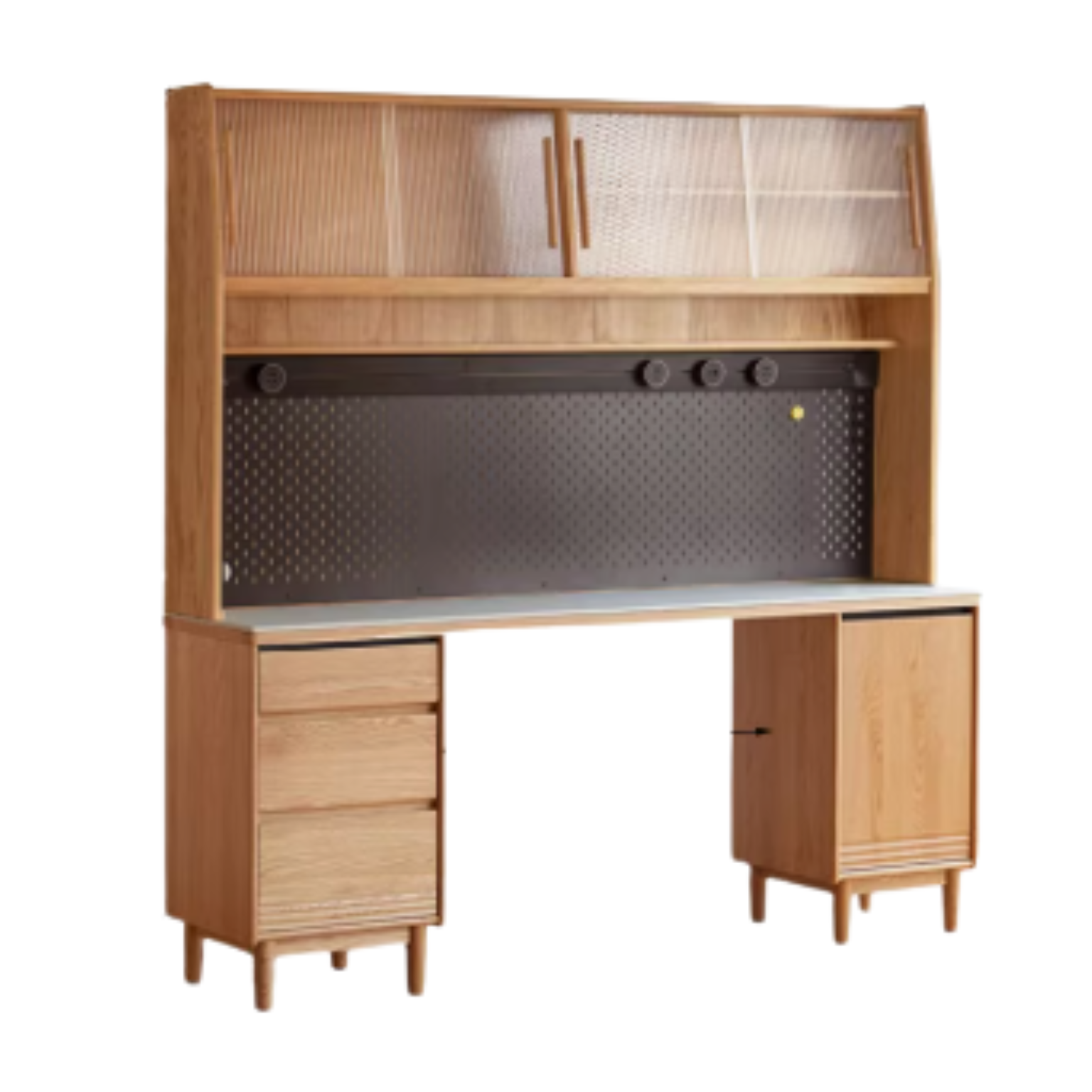 Solid Oak and Ash Wood Modern Rock Board Sideboard - Stylish Storage for Living Room, Dining Room, or Entryway