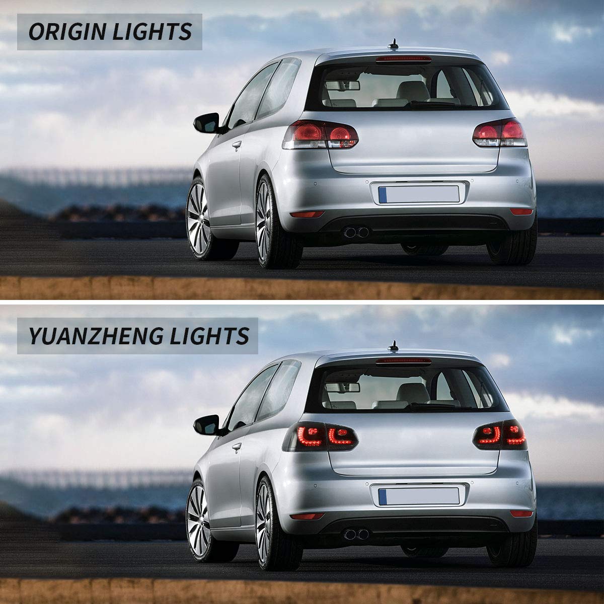 VLAND Smoked Tail Lights for 2010-2014 Volkswagen Golf 6 MK6 GTI & 2012-2013 Golf R - Black Lens Replacement - Upgrade Your Car's Style for Night Driving & Custom Look