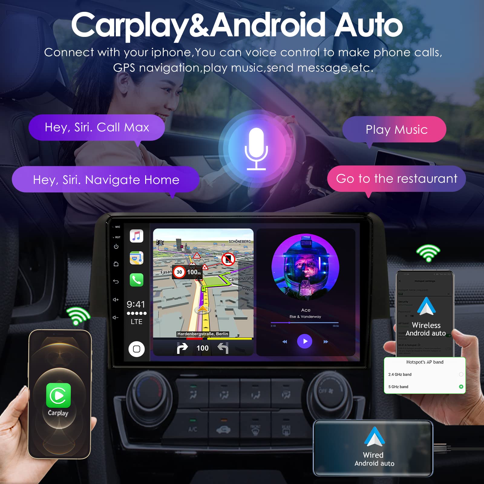 2016-2021 Honda Civic Car Stereo - 8-Core Android 12 Navigation System with QLED Touchscreen, Apple CarPlay, Android Auto, WiFi, 4GB RAM + 32GB ROM | Weather Widget, RDS, DSP, SWC | Perfect for Daily Commuting & Road Trips