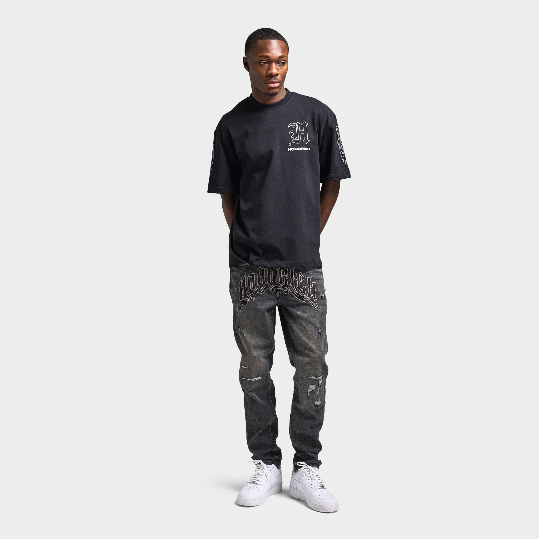 Hoodrich Chroma Oversized Graphic T-Shirt for Men - Black & Grey Streetwear Tee | Trendy Hip Hop Fashion | Perfect for Casual Wear, Street Style & Urban Outfits