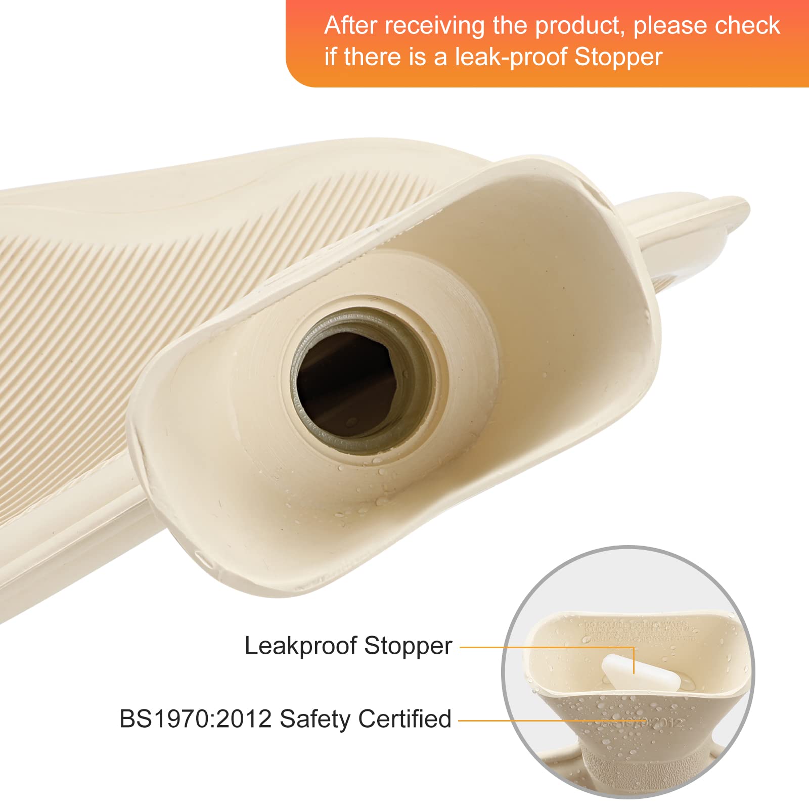 2L Natural Rubber Hot Water Bottle with Soft Plush Cover - Leak-Proof Winter Warmer for Pain Relief, Cramps & Cold Nights - Perfect for Bed, Sofa & Outdoor Use - White