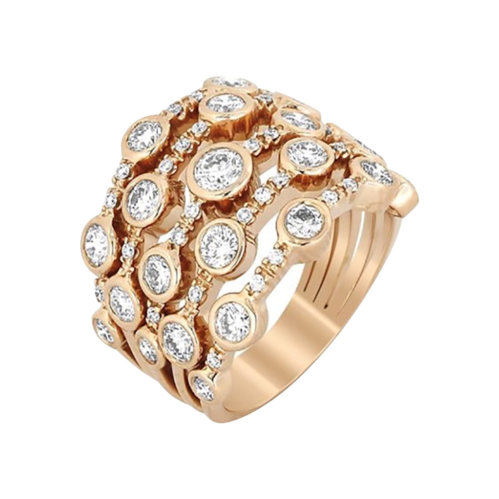 Exquisite Alloy Diamond Ring - Gold Fashion Jewelry for Women