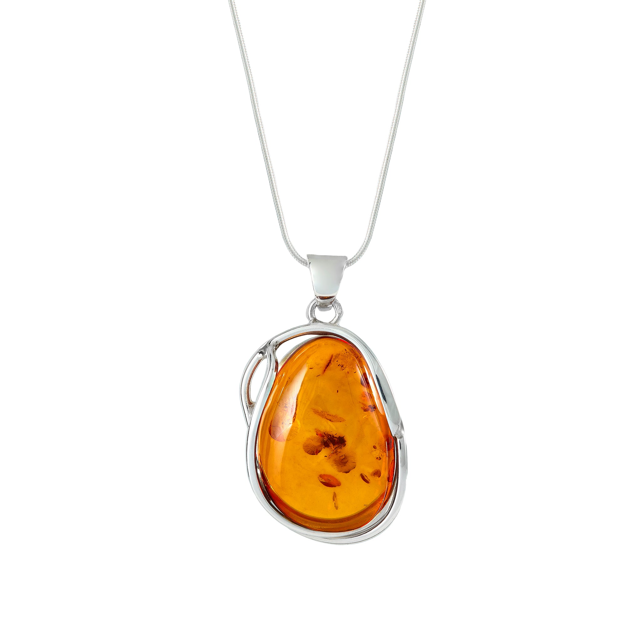 Natural Baltic Amber Pendant Necklace - 10mm Genuine Amber Jewelry for Women & Men - Healing Stone for Stress Relief & Pain Management - Perfect for Meditation, Yoga & Everyday Wear