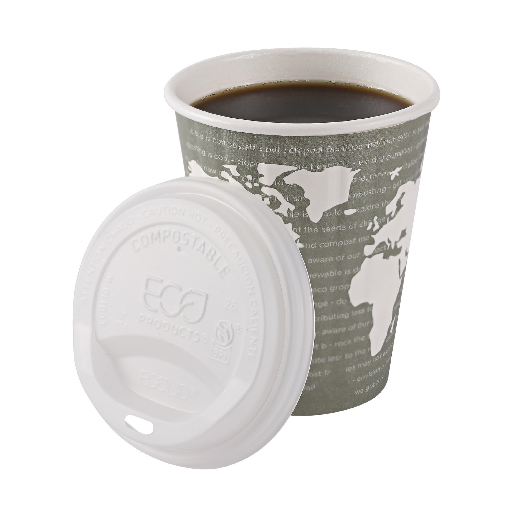Eco-Friendly Compostable Coffee Cup Lids - 800 Count Case, White EcoLid for 10-20oz Hot Cups | PLA Plant-Based Renewable Material | ASTM & BPI Certified | Perfect for Coffee Shops, Offices & Eco-Conscious Events