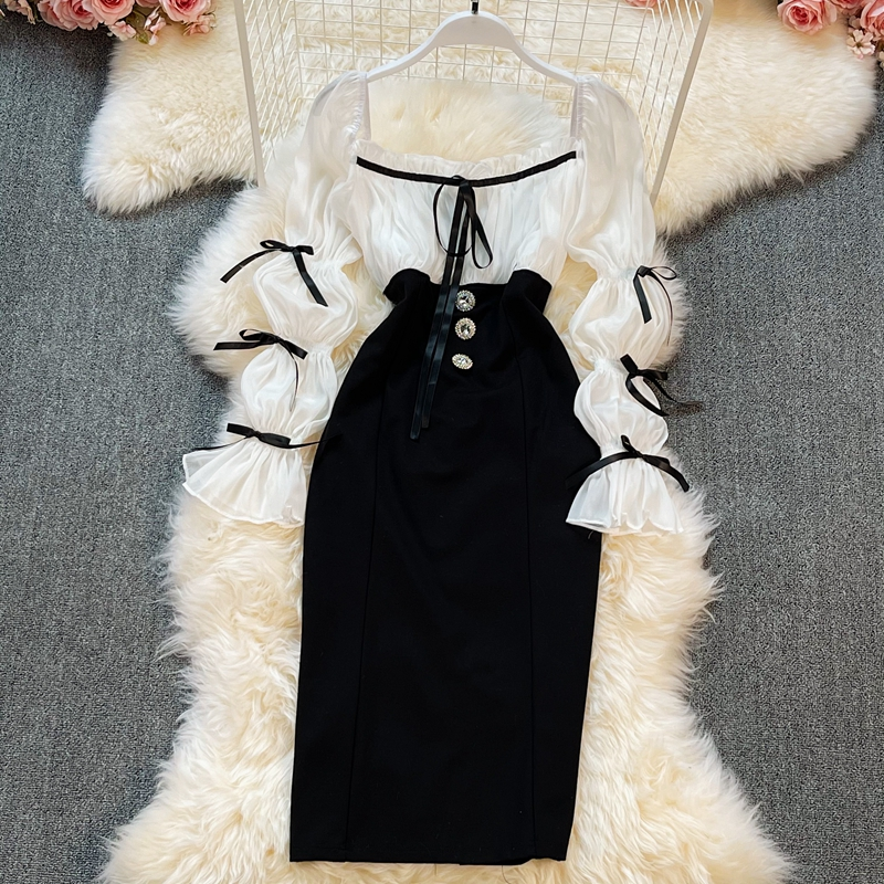 New Spring Mid-Length Open Back Square Collar Dress for Women - Summer 2023 Fashion - Perfect for Beach Vacations, Date Nights & Outdoor Parties