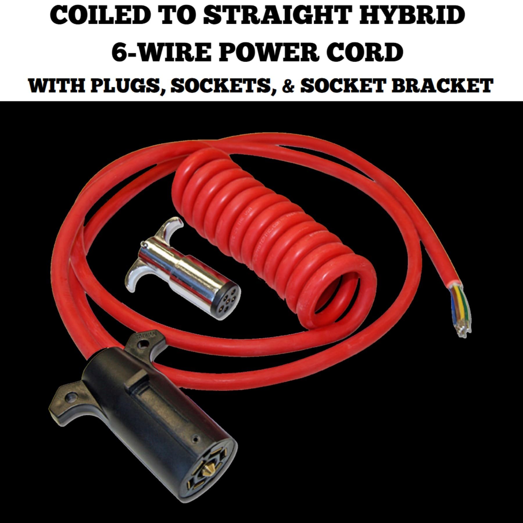 Roadmaster 1676-7 Single Coiled to Straight Hybrid 7-Wire to 6-Wire Power Cord Adapter | Universal Fit for Heavy-Duty Equipment | Waterproof, Oil & Chemical Resistant | Easy Installation with Instructions | Ideal for Industrial, Marine & Automotive Use