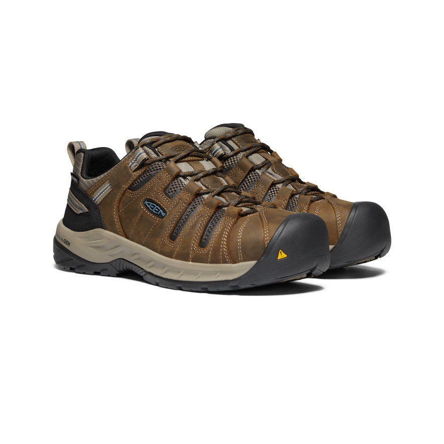 Men's Flint II Steel Toe Waterproof Work Boots - Cascade Brown/Orion Blue | Heavy Duty Construction & Slip Resistant for Outdoor Jobs, Hiking & Industrial Work