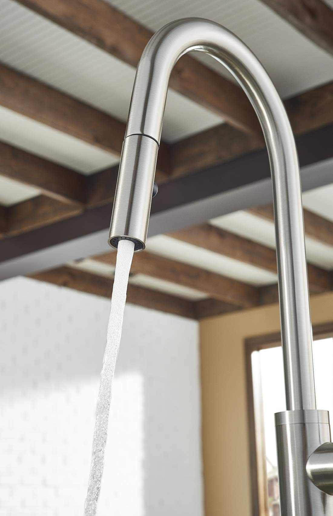 Gerber Parma Cafe Pull Down Kitchen Faucet - Stainless Steel Single Handle Commercial Style Sink Faucet with High Arc Spout for Restaurants & Home Kitchens
