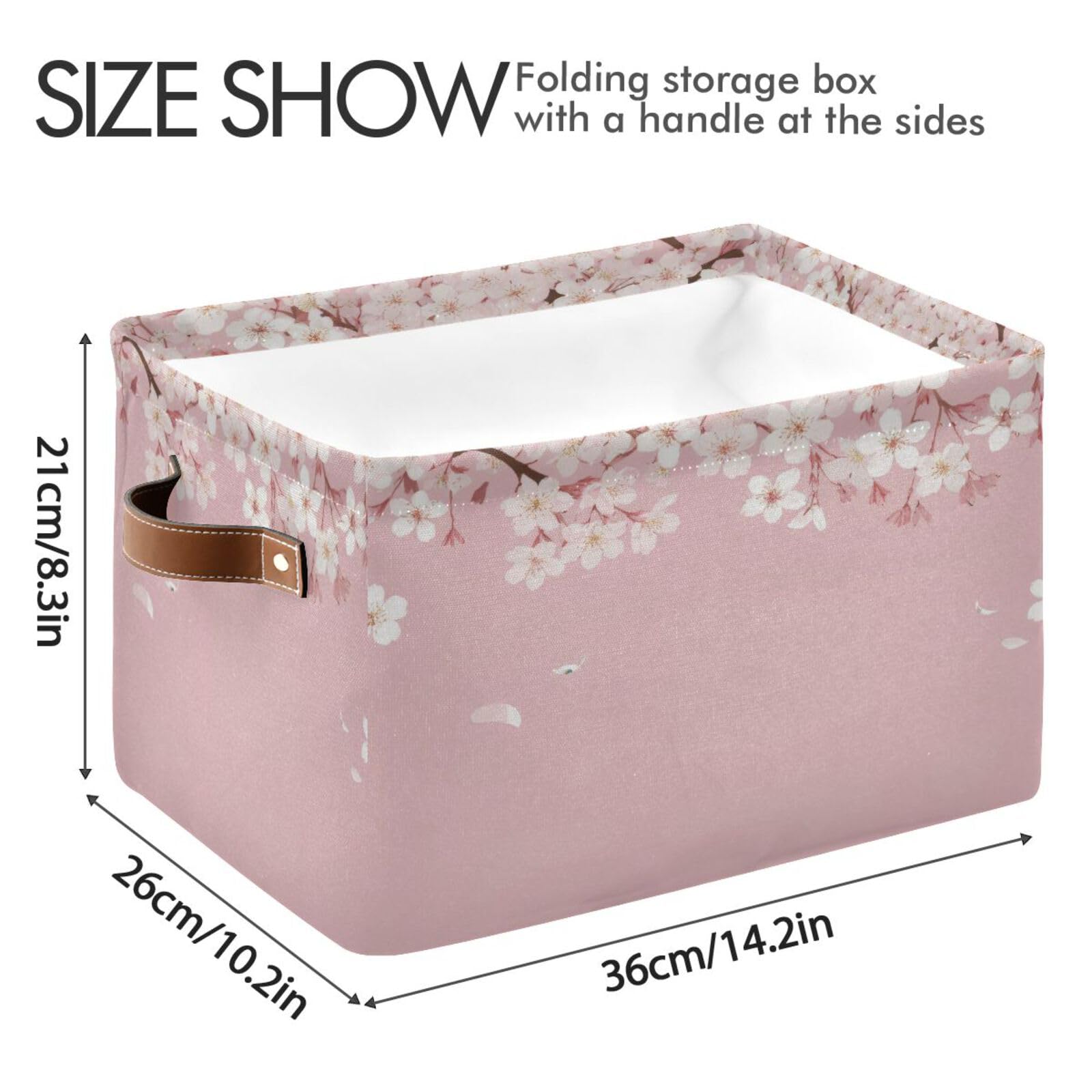 2-Pack Cherry Blossom Fabric Storage Baskets with Handles - Closet Organizer Bins for Clothes, Toys & Home Organization - Perfect for Bedroom, Nursery & Shelf Storage