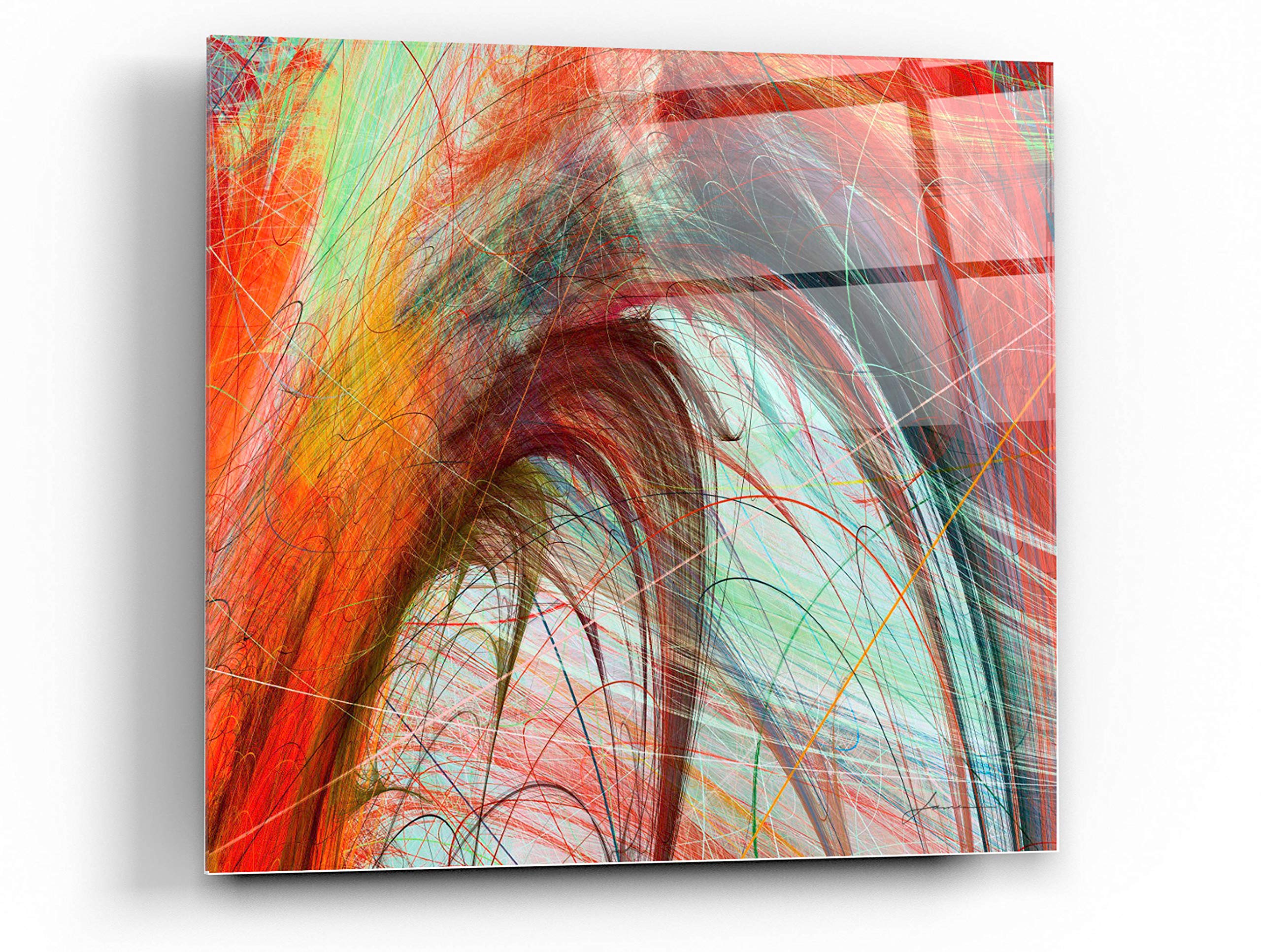 Epic Art 'String Tile II' by James Burghardt - 24x24 Inch Modern Acrylic Glass Wall Decor for Living Room, Bedroom & Office - Abstract Geometric Painting for Contemporary Home & Office Decor