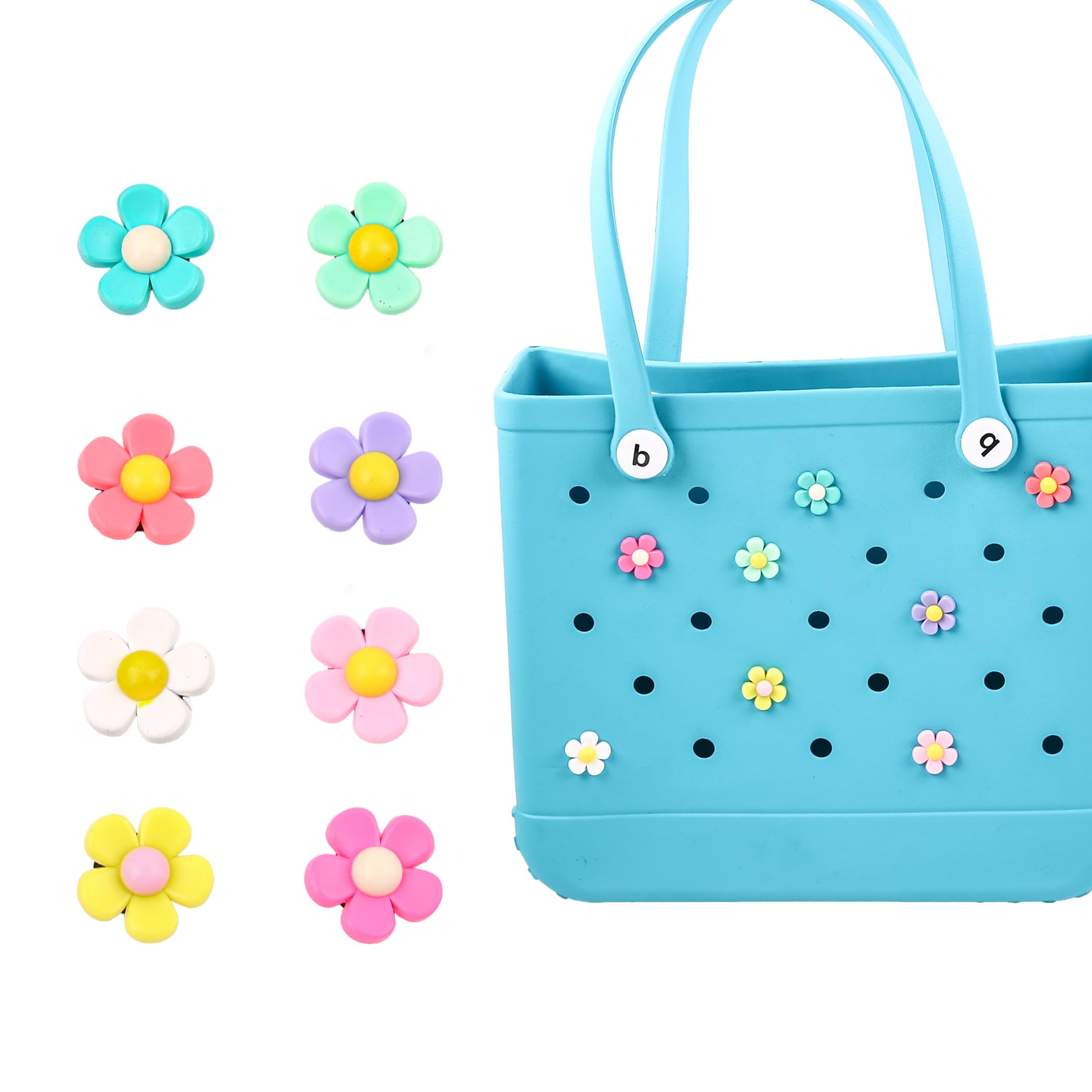 8 Pcs Flower Charms for Bogg Bags - Beach Tote Decor Accessories | DIY Customization for Summer Outings