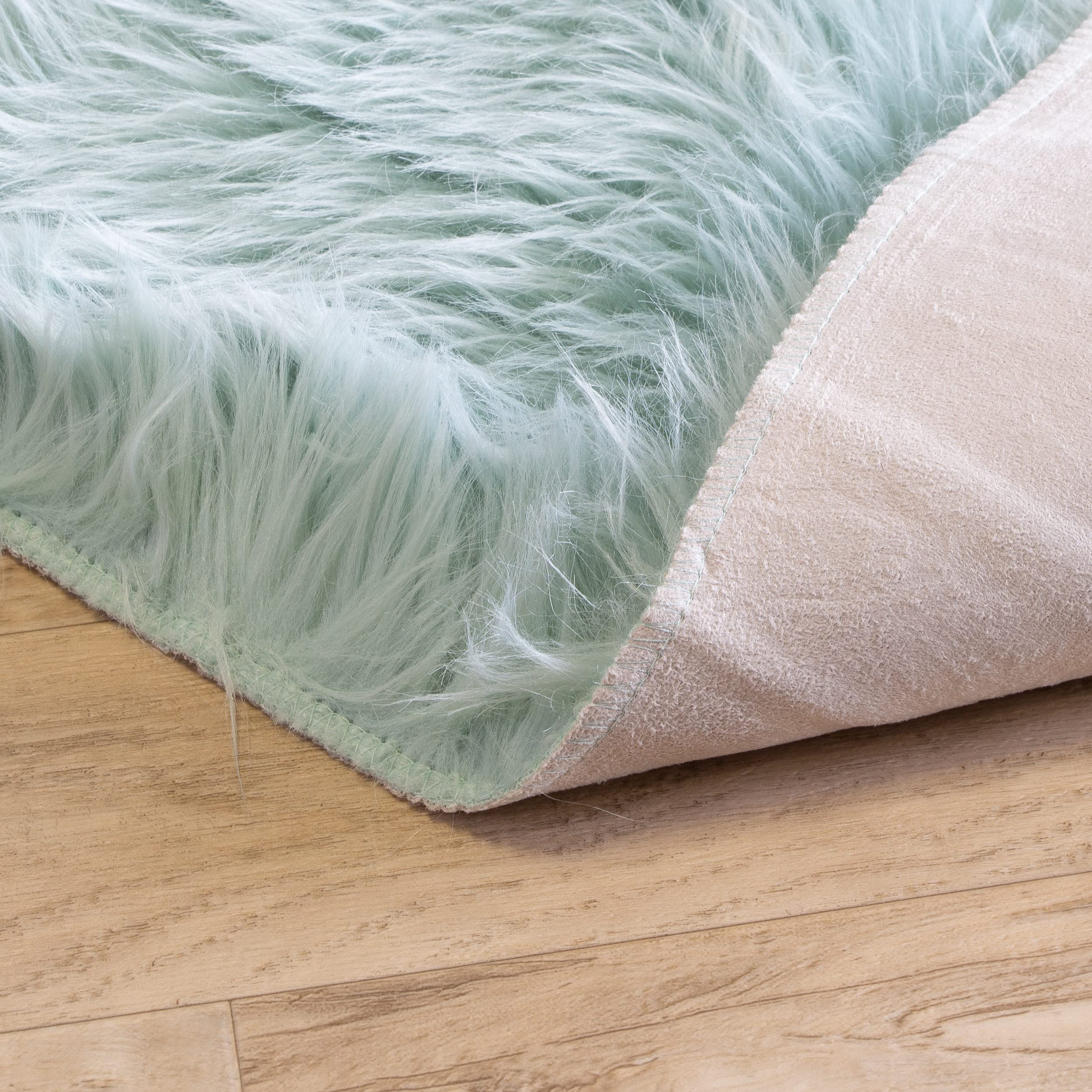 Premium Faux Sheepskin Area Rug - Ultra Soft & Fluffy 2x3 Feet Teal Shag Carpet for Bedroom, Living Room, Nursery | Cozy Home Decor & Floor Mat for Kids Play Area