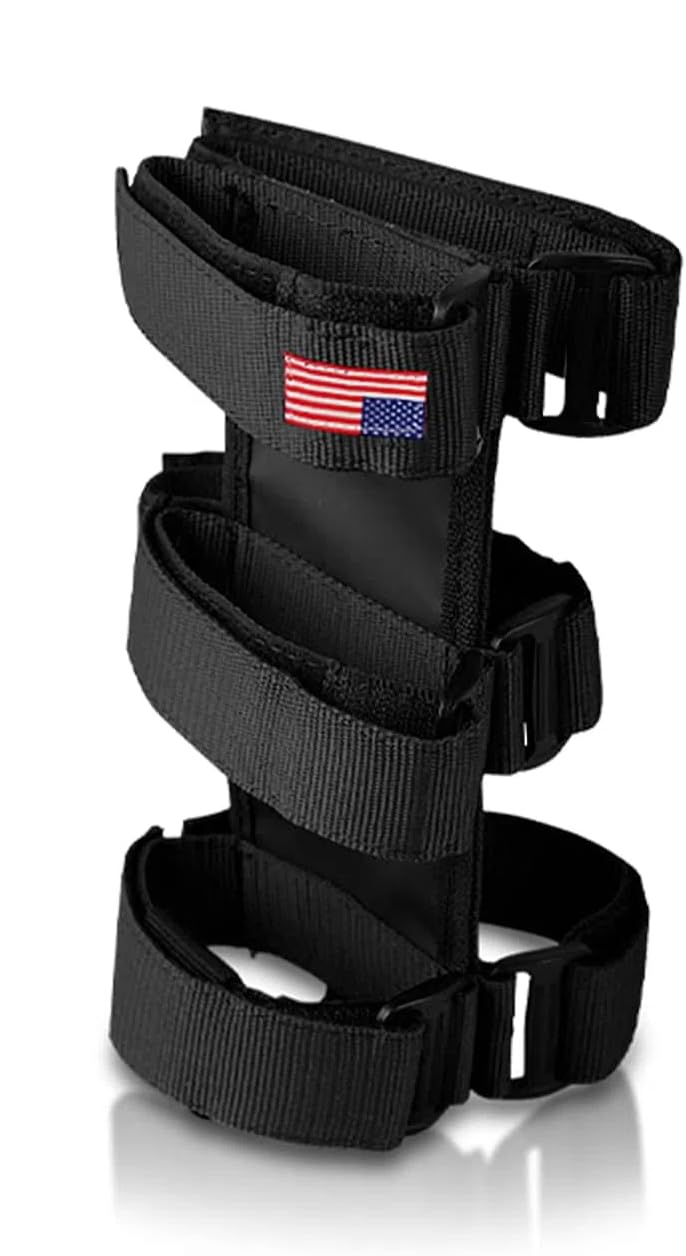 Universal Fire Extinguisher Holder for Jeep Wrangler 1965-2022 JK JKU TJ CJ Gladiator - Adjustable Roll Bar Mount with American Flag Design - Heavy Duty Fire Safety Strap (Black) - Perfect for Off-Roading, Camping & Emergency Preparedness
