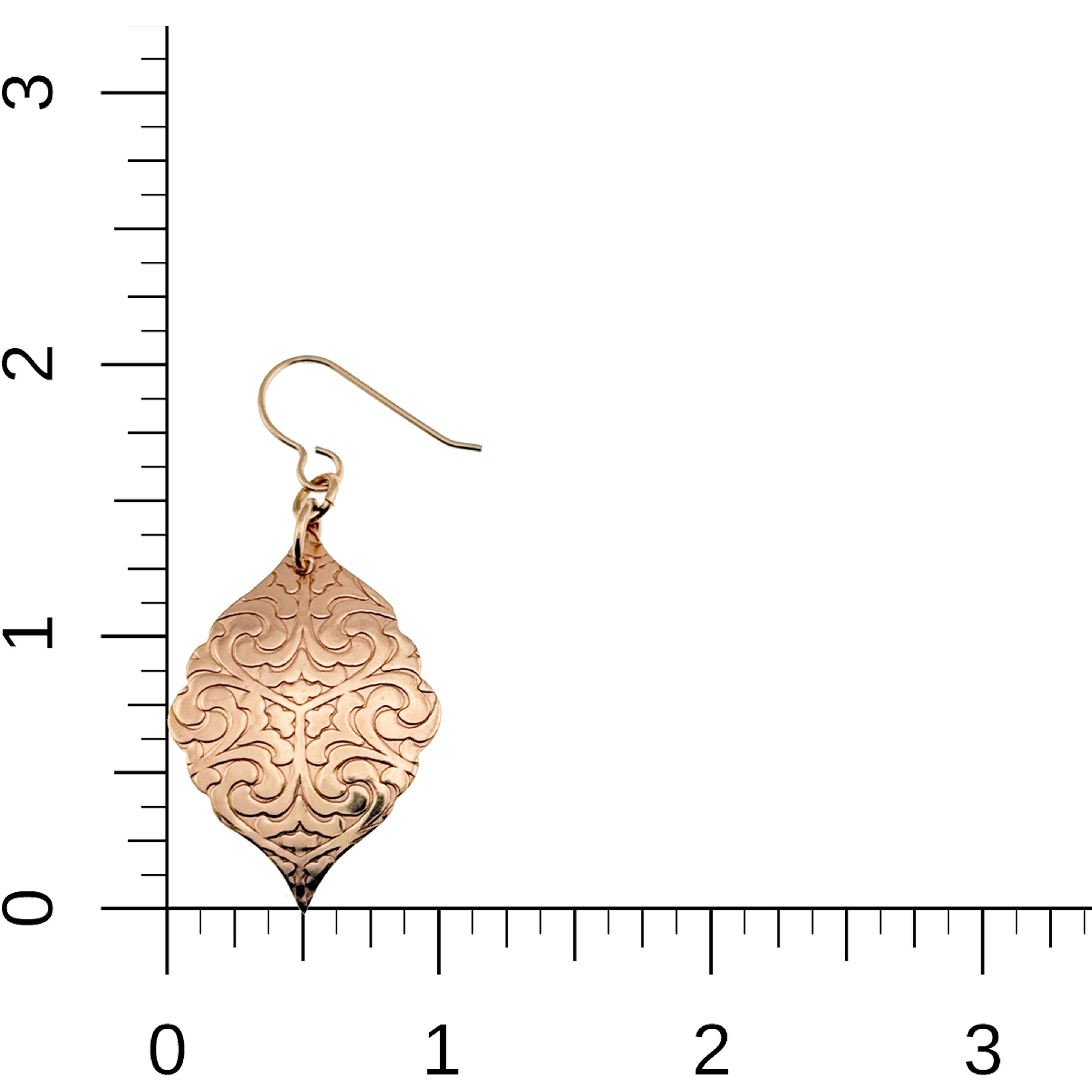 Exquisite Damask Embossed Bronze Moroccan Drop Earrings for Women | Handcrafted Boho Jewelry | Perfect for Weddings, Parties & Special Occasions