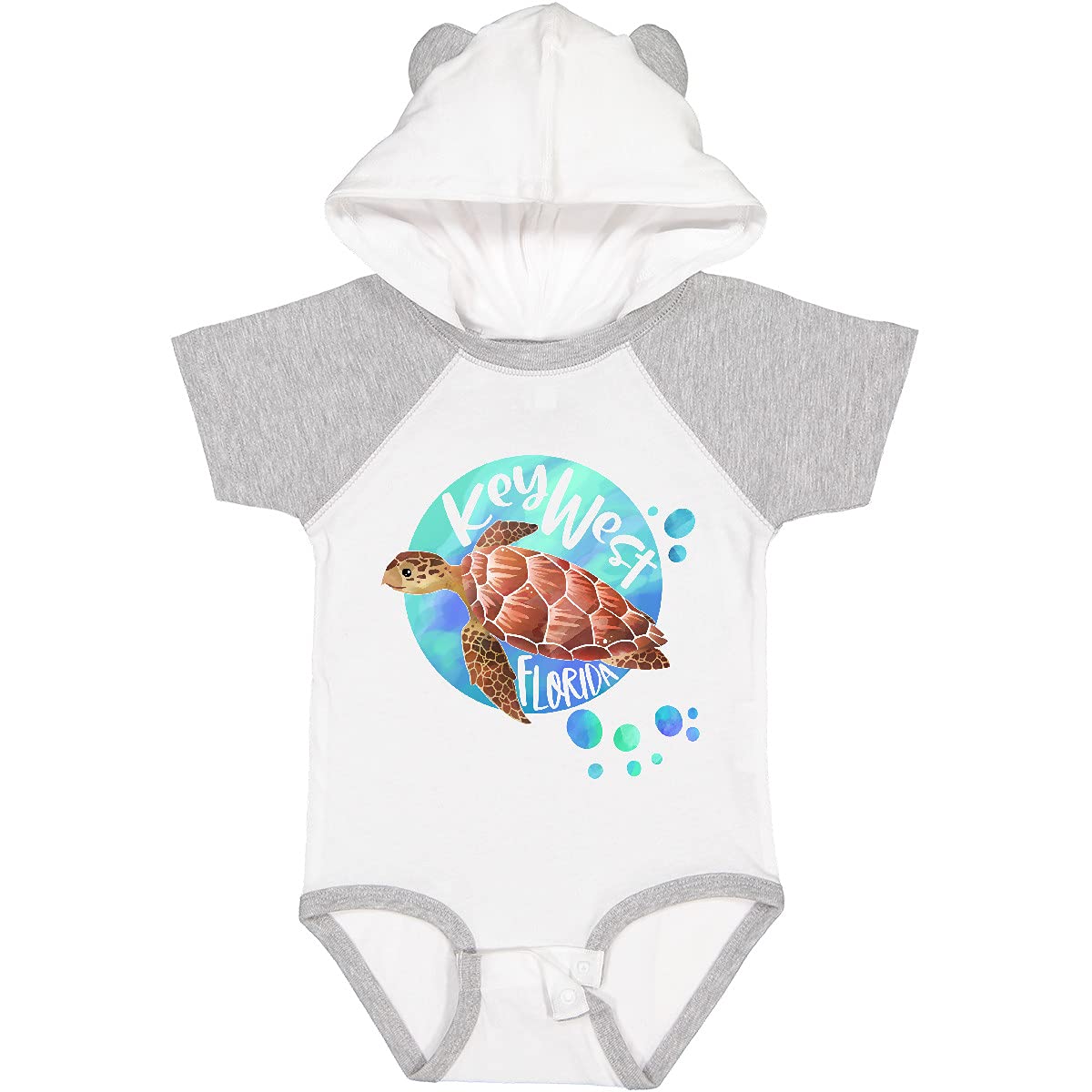 Inktastic Key West Florida Swimming Sea Turtle with Bubbles Baby Bodysuit - Cute Infant Onesie for Beach Vacations, Pool Parties & Summer Outfits