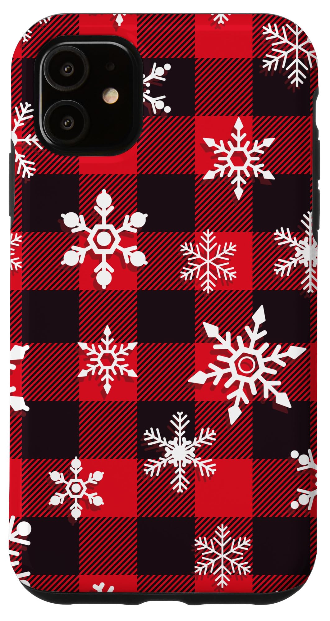 iPhone 11 Case - Festive Red Buffalo Plaid with Snowflake Design | Holiday Christmas Gift | Protective Cover for Daily Use, Travel & Winter Outings