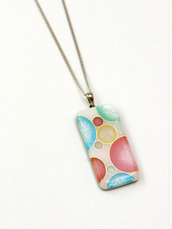 Yusen Shippo Pendant Necklace - Japanese Enamel Polka Dot Rectangle Jewelry for Women, Elegant Gift for Birthday & Anniversary, Perfect for Office Wear & Special Occasions