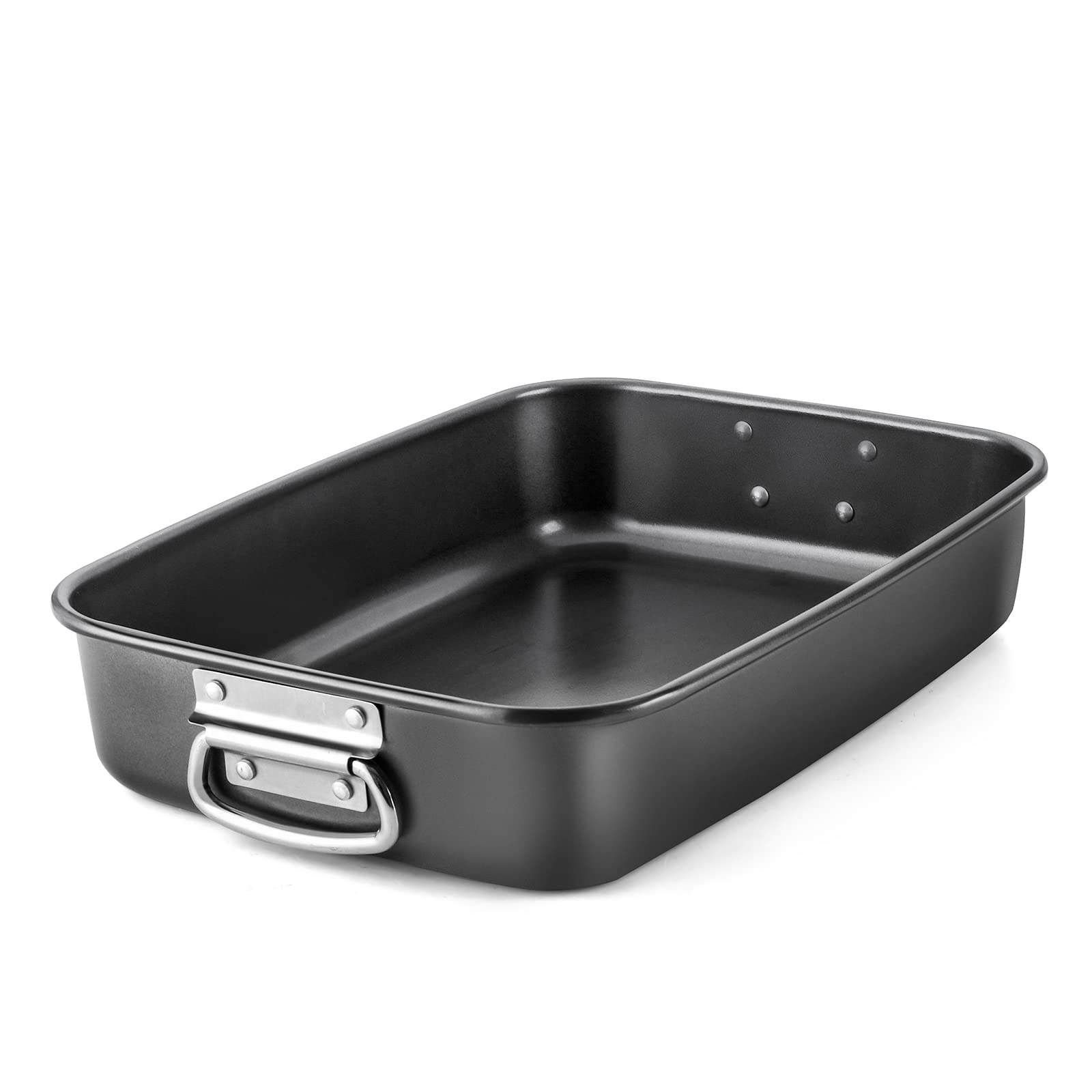Nonstick Lasagna Pan 15x10 Inch - 3 Inch Deep Baking Dish for Oven, Brownies & Roasting | Heavy Duty Stainless Steel Handles | Dishwasher Safe Dark Grey | Perfect for Family Dinners & Holiday Cooking