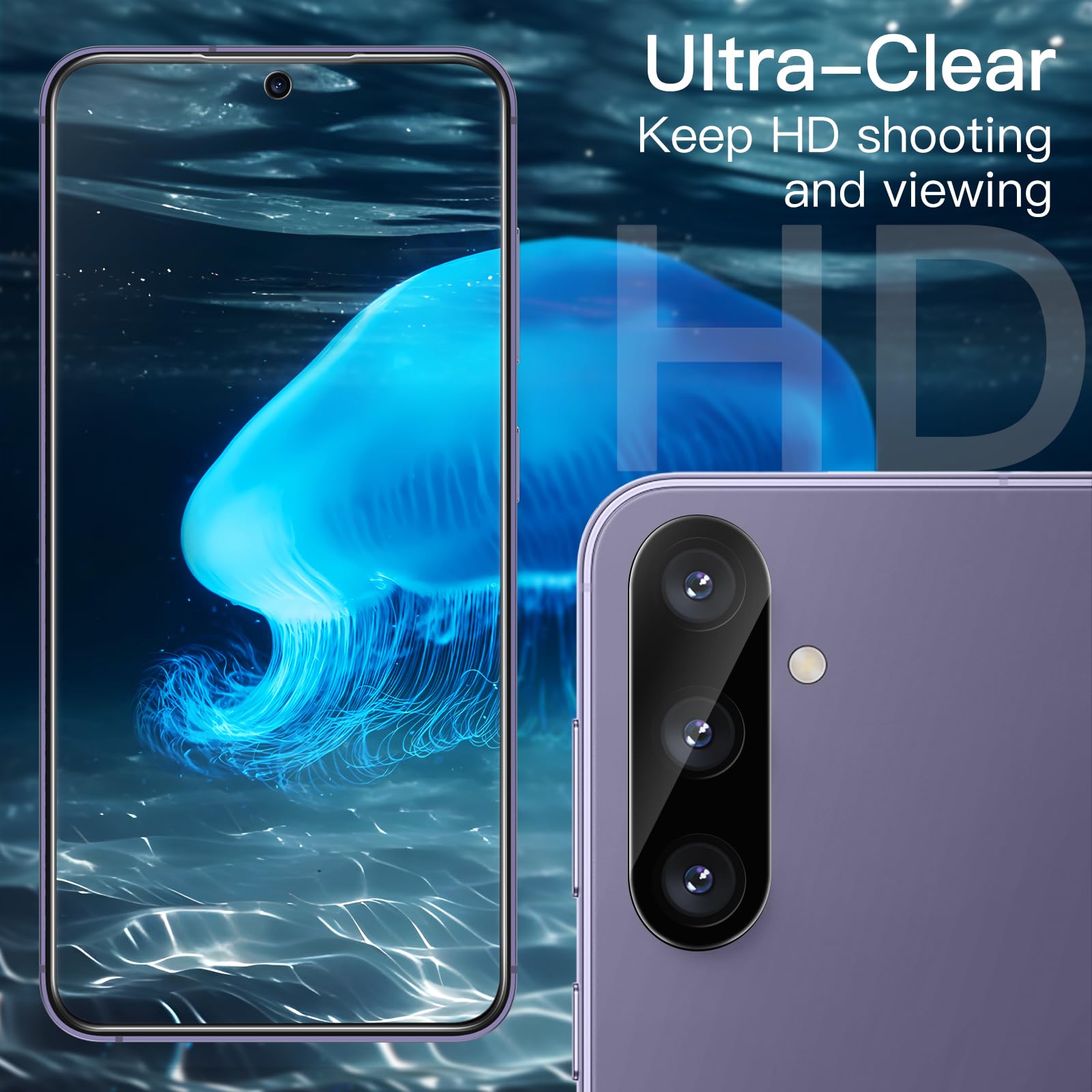 JETech 5-in-1 Matte Case for Samsung Galaxy S24+ / S24 Plus 5G - Shockproof Phone Cover with 2-Pack Tempered Glass Screen Protector & Camera Lens Protector, Translucent Back Design (Lilac) - Perfect for Everyday Use, Travel & Outdoor Activities