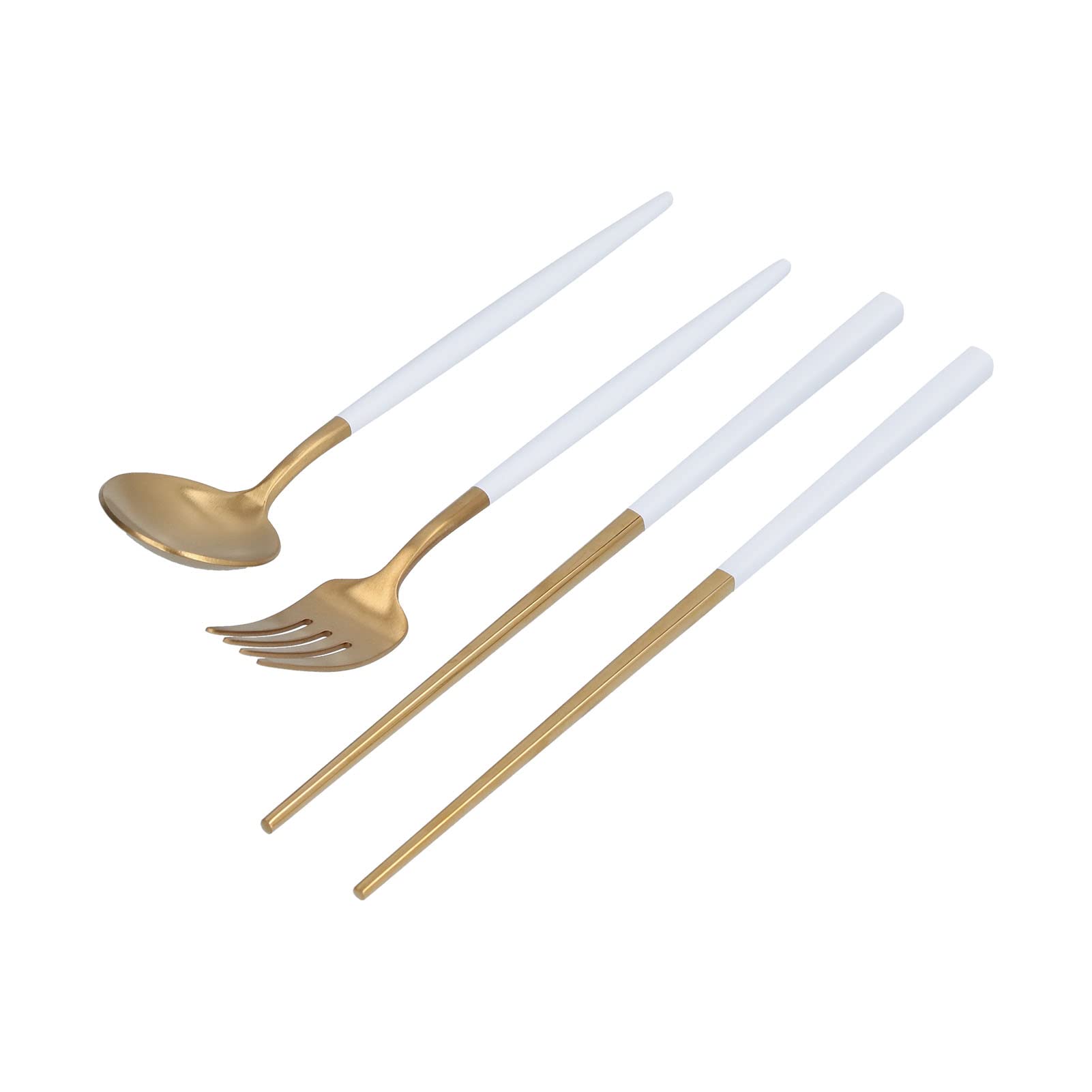 Premium Travel Utensil Set - 3-Piece Spoon, Fork & Chopsticks | Durable, Washable & Comfortable | Eco-Friendly Flatware for School, Office & Camping (Platinum Green Storage Box) | Perfect for Picnics, Lunch Boxes & Outdoor Adventures