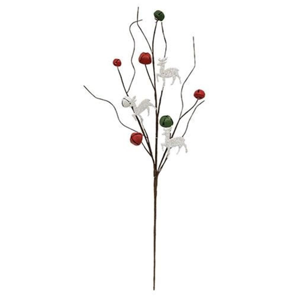 Medium Red/Green/White Jingle Bell & Deer Pick 20.75