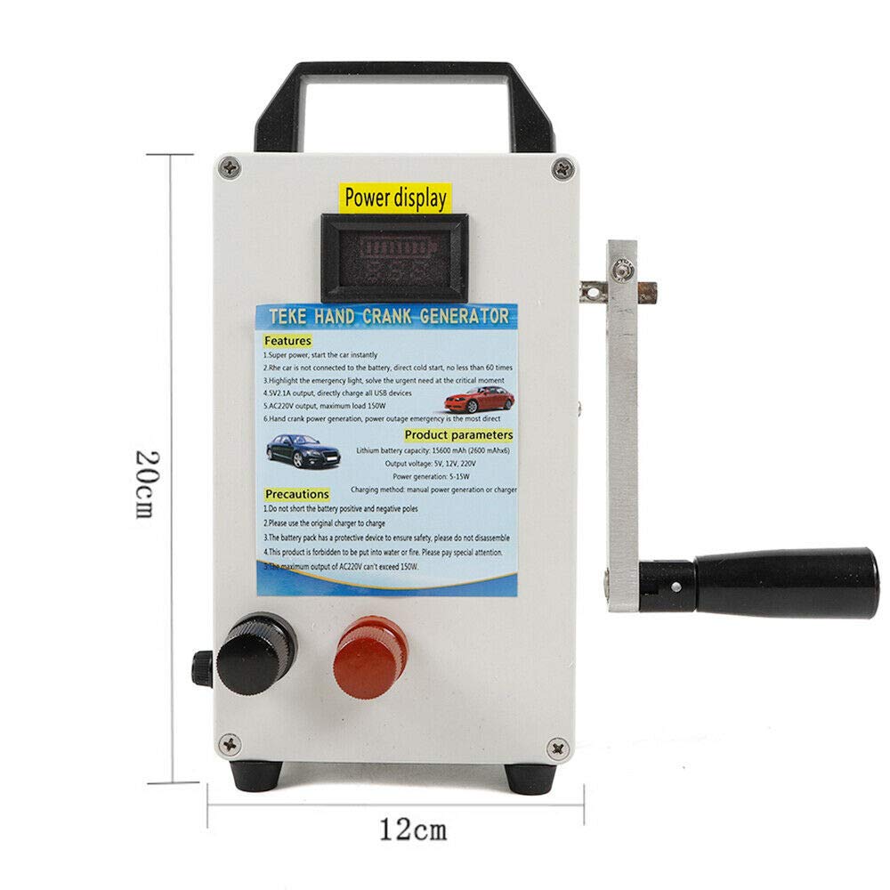 150W Hand Crank Generator - Portable Emergency Power Supply with USB Charging | Perfect for Outdoor Camping, Hiking, Travel & Vehicle Emergency Power Backup