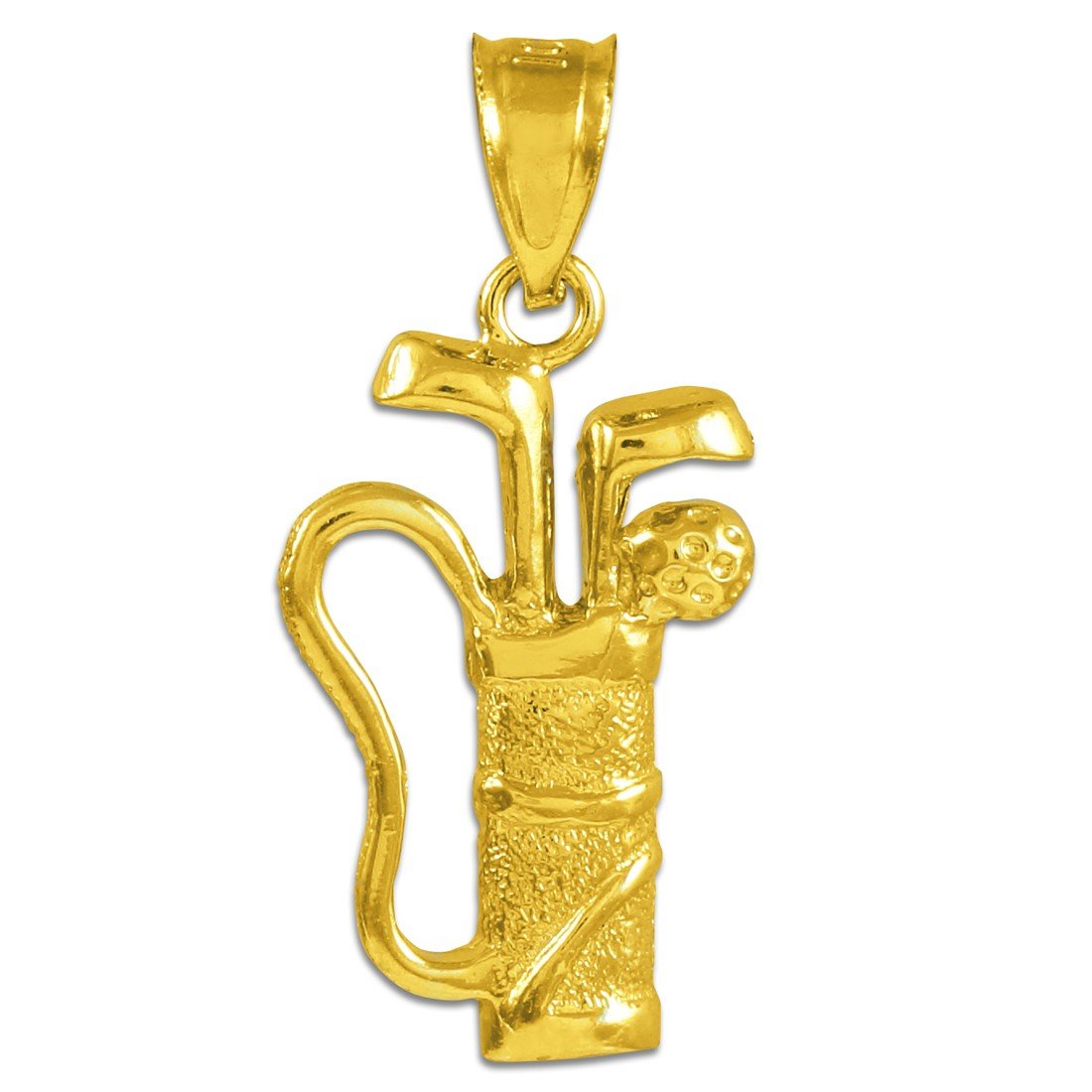 10K Gold Golf Bag Charm Pendant - Elegant Sports Jewelry for Golf Lovers - Perfect for Necklaces, Bracelets & Gifts for Golf Enthusiasts