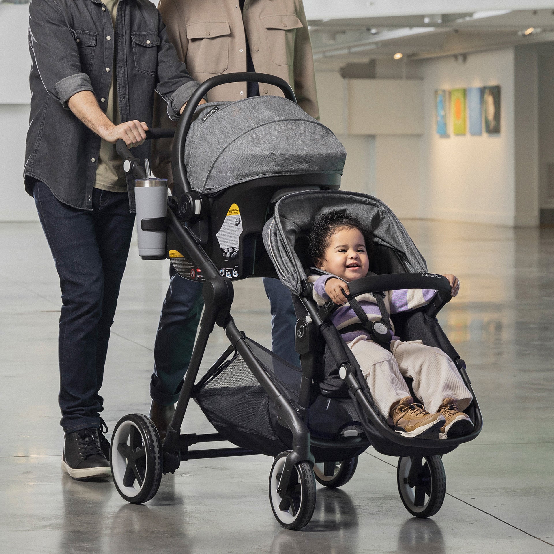 Pivot Xpand Smart Modular Travel System - Lightweight Stroller & Car Seat Combo for Baby | Moonstone Gray | Perfect for Air Travel, Shopping & Daily Outings