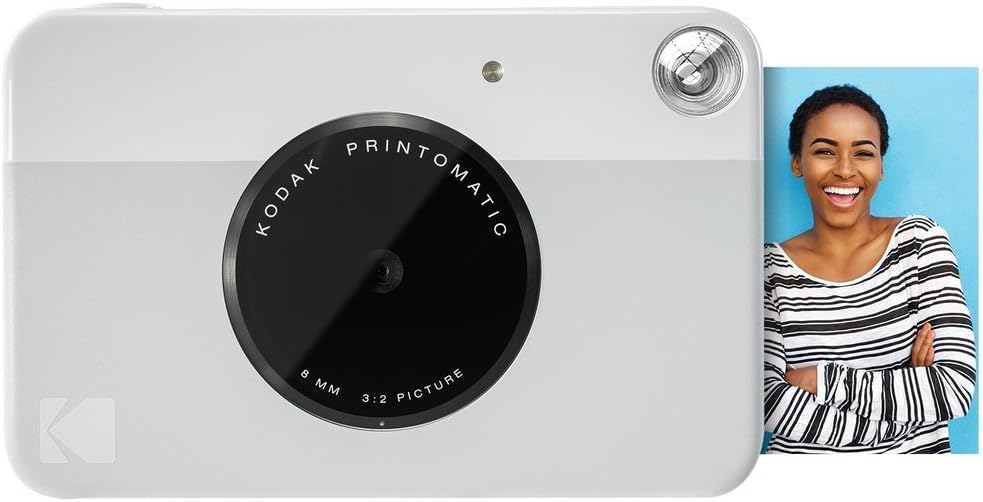 KODAK Printomatic Instant Camera (Grey) with 20 Zink Photo Papers, Scrapbook Kit, Markers, Stickers, Scissors & Washi Tape - Perfect for DIY Crafts, Memory Keeping, Party Favors and Creative Gift Giving