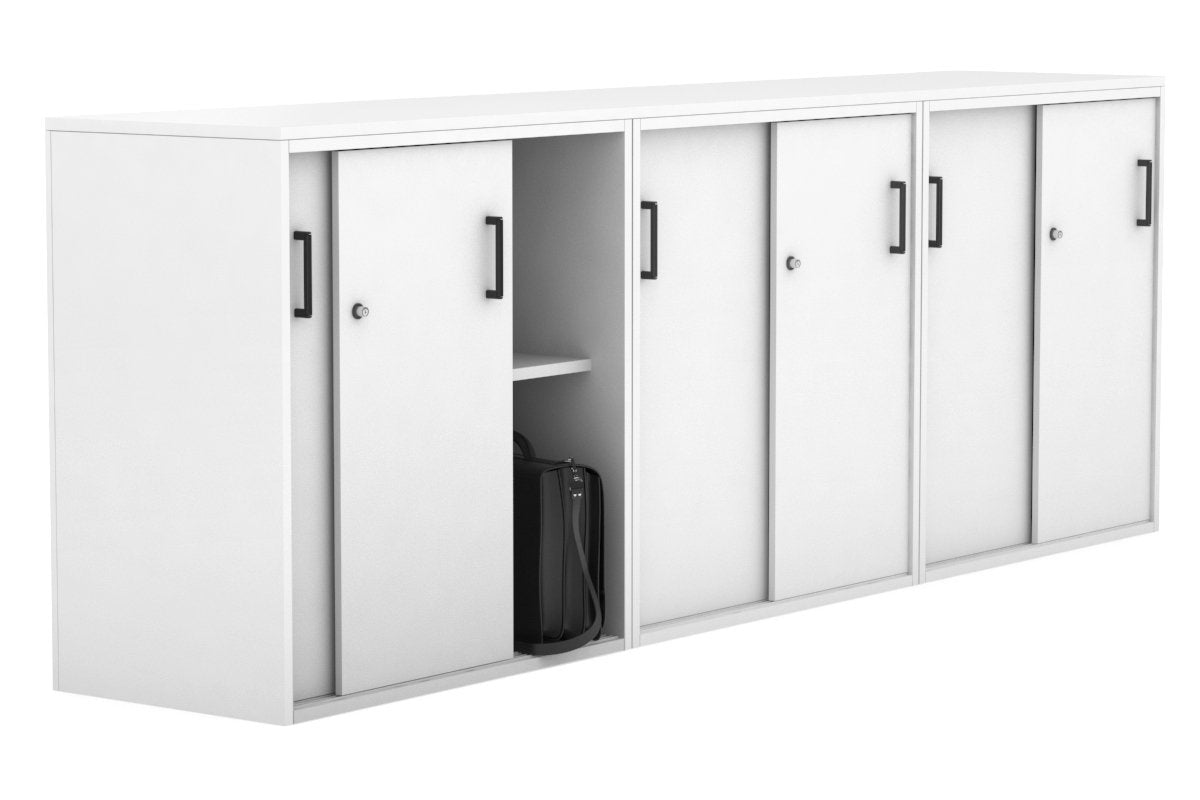 Modern 2400W x 900H x 450D Sliding Door Credenza for Office & Home - Medium Uniform Storage Cabinet with Smooth Gliding Doors - Perfect for Living Room, Bedroom or Entryway Organization