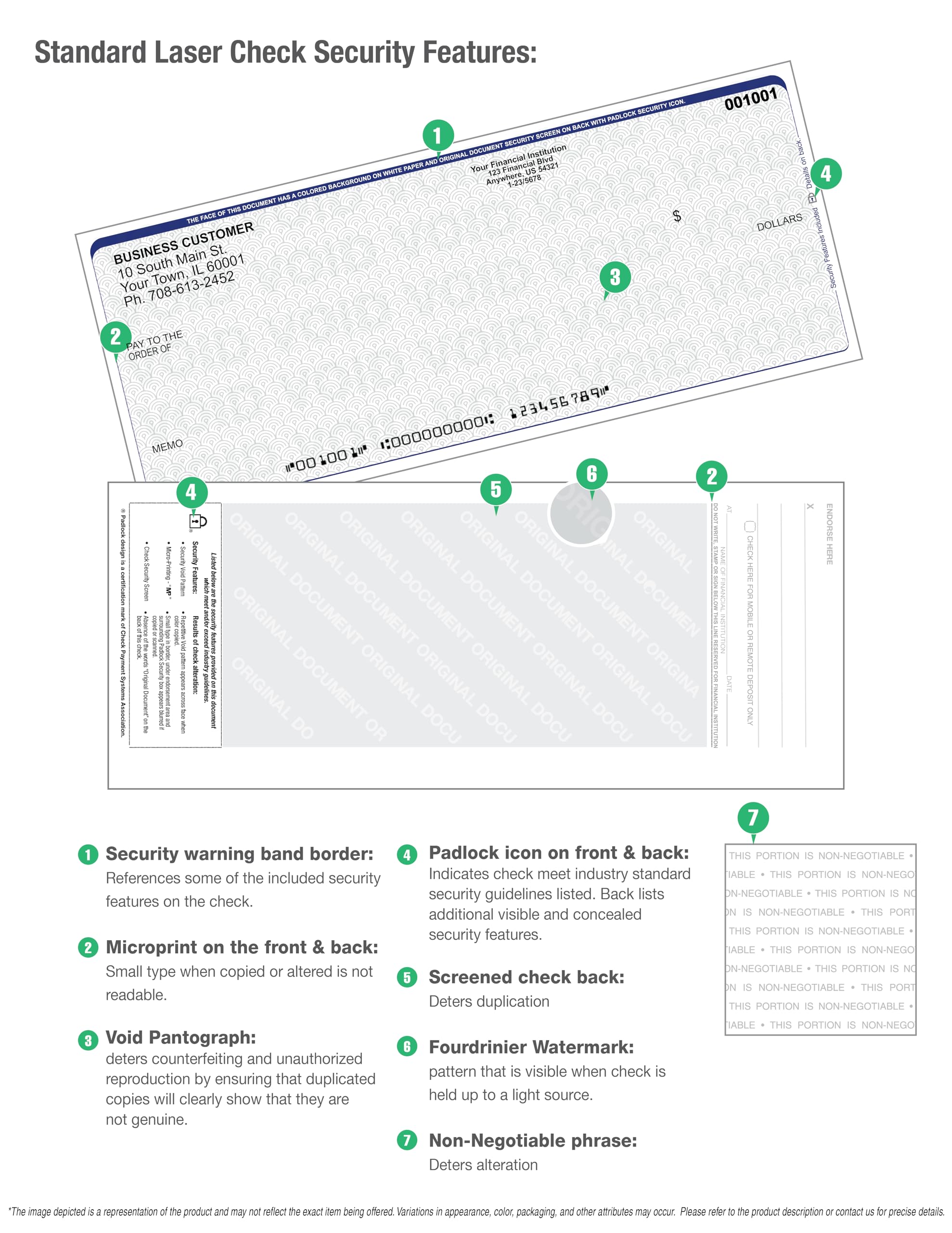 Top Quality Blank Laser & Computer Checks - 500 Sheets (Blue Green) for Business, Office & Home Use