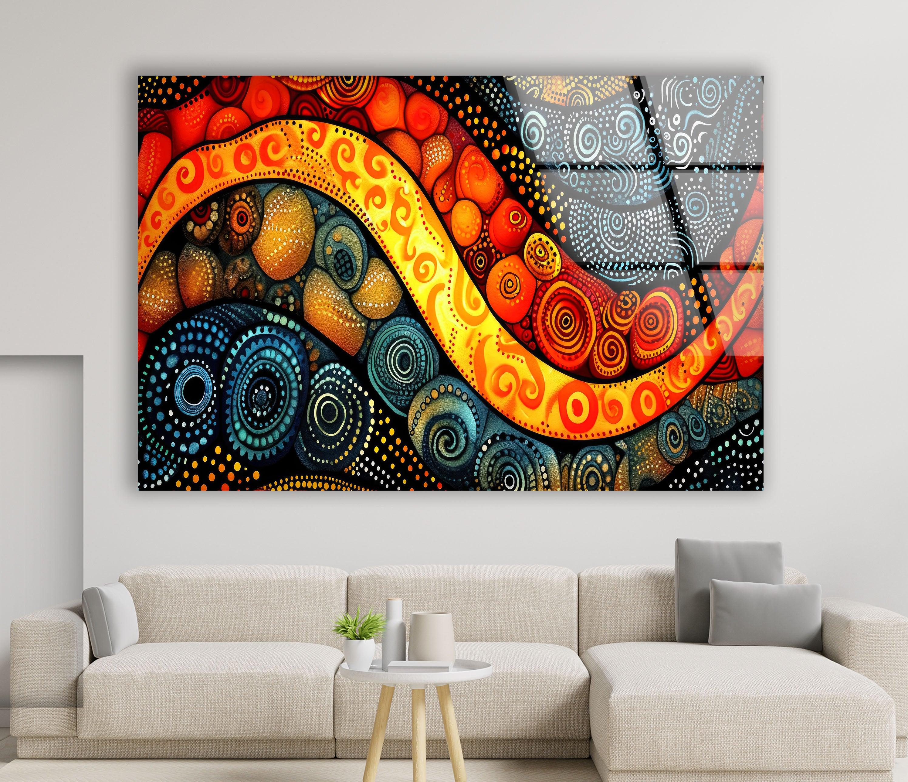 Vibrant Stained Glass Circle Wall Art - Handmade Decorative Mosaic for Living Room, Bedroom & Office Decor