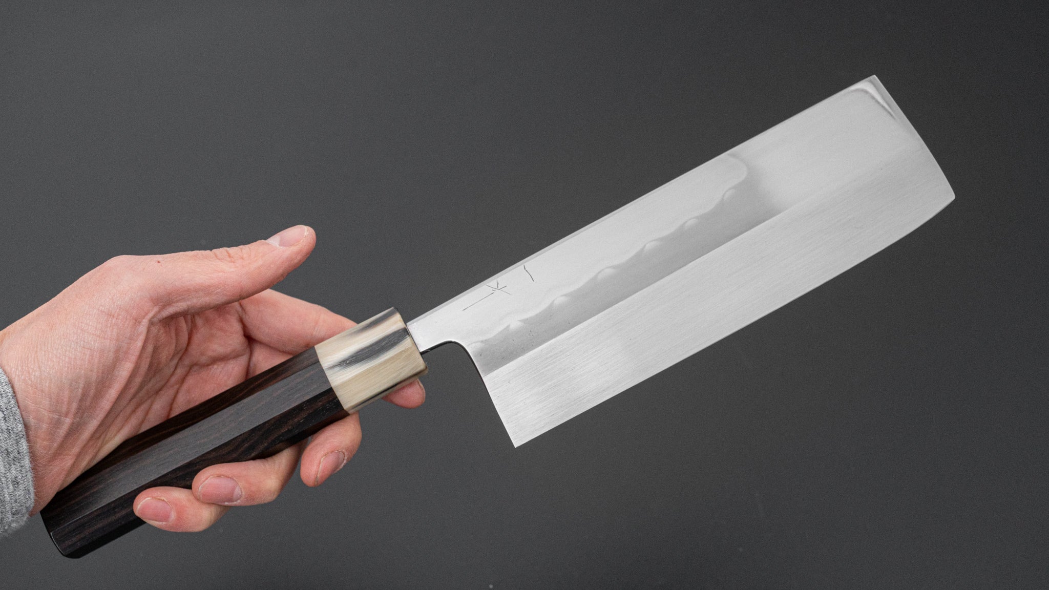 Hitohira Togashi White #1 Notaremon Mizu Honyaki Nakiri Knife with Taihei Makassar Ebony Handle (#109) - Premium Japanese Kitchen Knife for Professional Chefs & Home Cooking, Perfect for Slicing Vegetables & Herbs