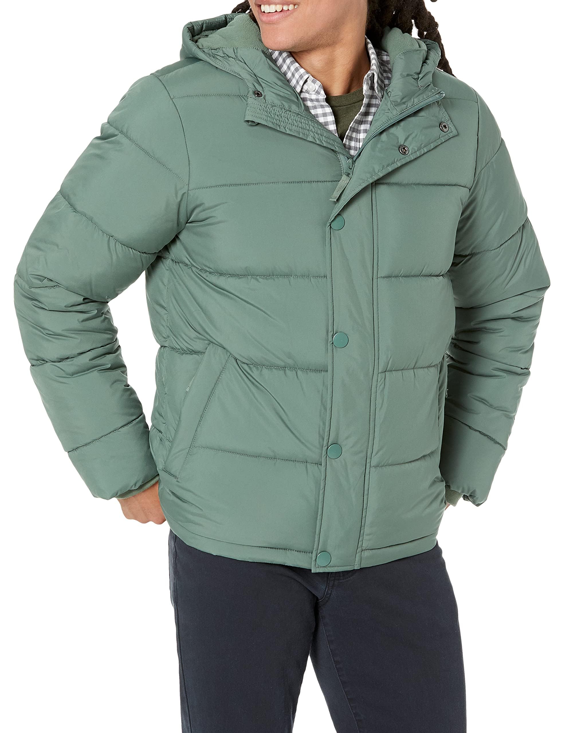 Amazon Essentials Men's Heavyweight Hooded Puffer Jacket - Winter Warm Coat for Outdoor Activities, Hiking & Casual Wear