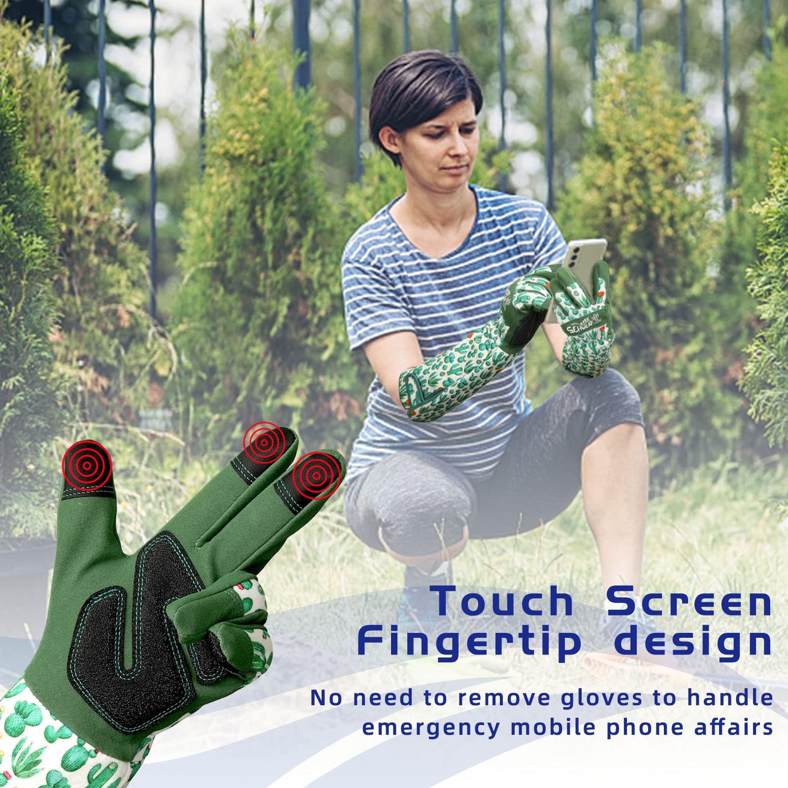 **Women's Heavy Duty Gardening Gloves with Forearm Protection - Breathable, Thorn Proof, Touchscreen Compatible for Rose Pruning, Yard & Outdoor Work - Medium (1 Pair) - Perfect for Landscaping, Farming & DIY Projects**