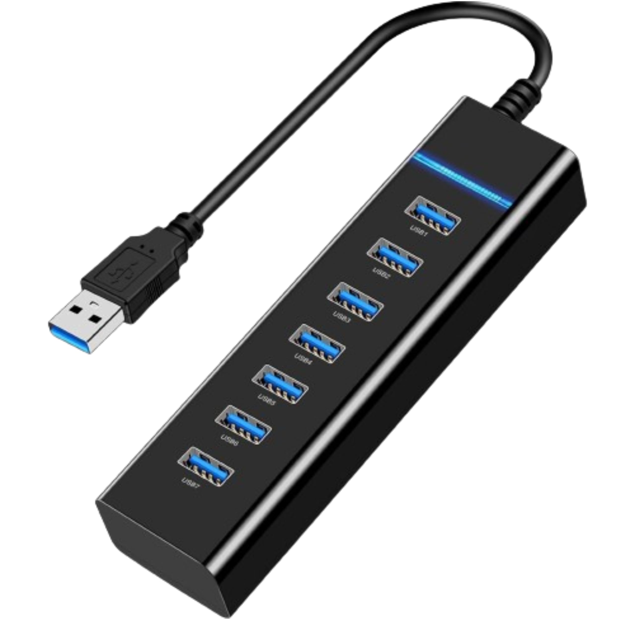 7-Port USB 3.0 Hub with LED Indicator - High Speed Data Transfer for iMac Pro, MacBook Air, Mac Mini, Surface Pro & PC Laptops - Compact & Portable USB Hub for Home Office, Gaming & Travel Accessories