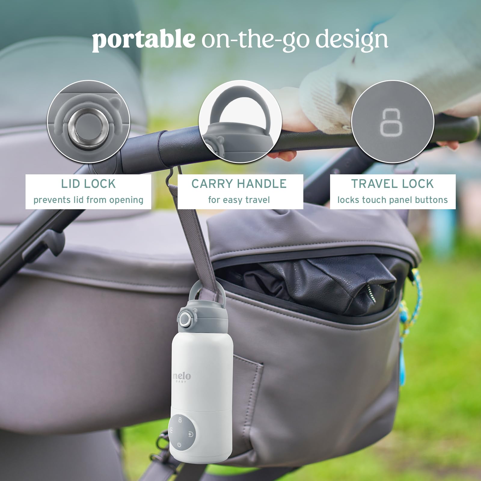 NELO 16oz Portable Milk Warmer - Fast Heating & Charging, Cordless Baby Bottle Warmer for Formula, Breastmilk & Water with Temperature Display | BPA-Free | Ideal for Travel, Nursing Moms & On-the-Go Use