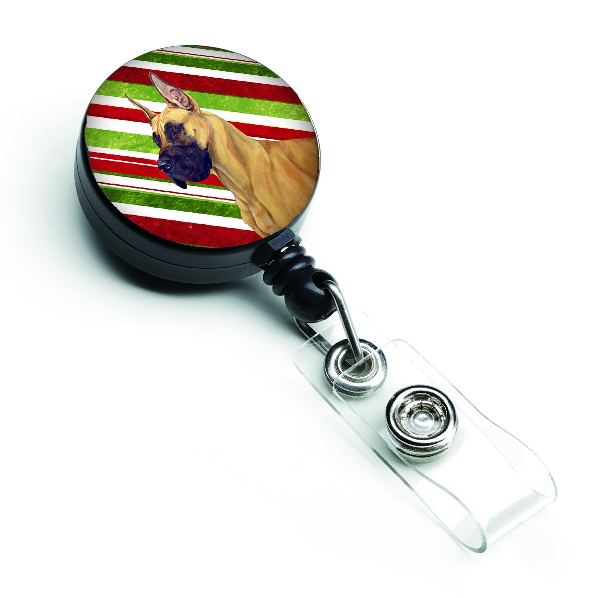 Great Dane Candy Cane Retractable Badge Reel - Christmas Holiday ID Holder for Nurses, Teachers & Office Workers - Perfect for Hospitals, Schools & Corporate Events