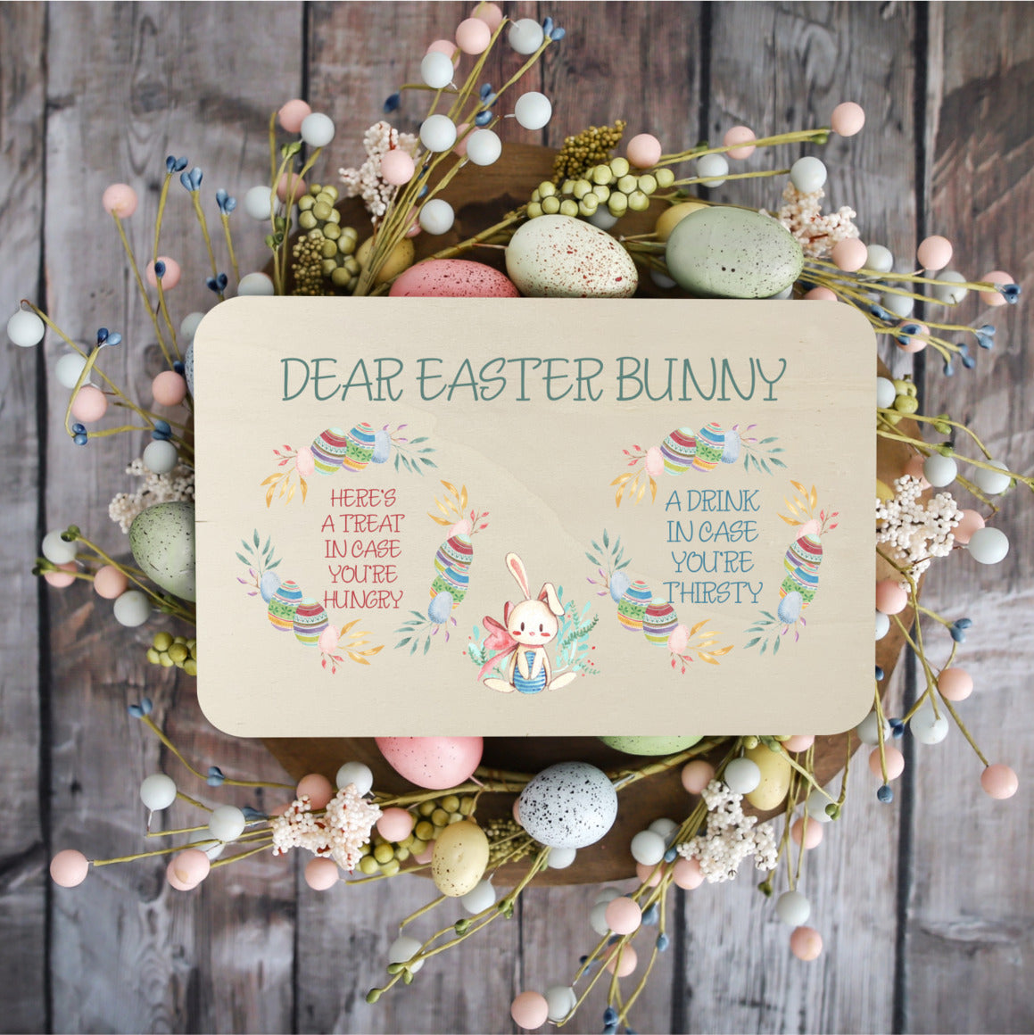 Easter Bunny Placemat with Eggs - Cute Easter Table Decor for Holiday Dining & Spring Celebrations