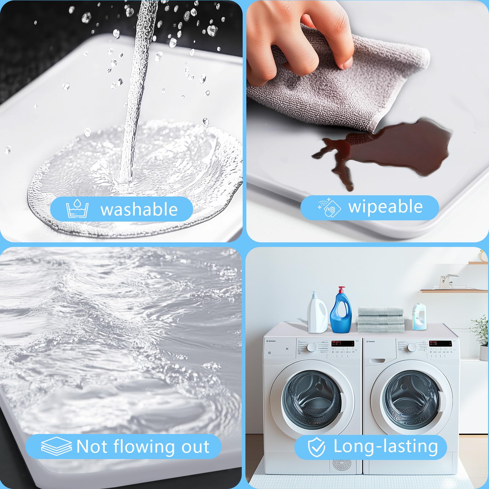 Foldable Silicone Washer Dryer Countertop Protector Mat - 51.2