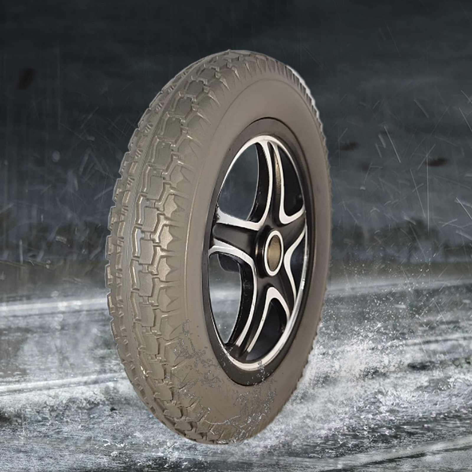 LHX 12-Inch Solid Rear Wheels for Electric Wheelchairs - No Inflation Needed, Motor-Driven Replacement Wheels (Set of 2) - Ideal for Indoor/Outdoor Mobility & Daily Commuting