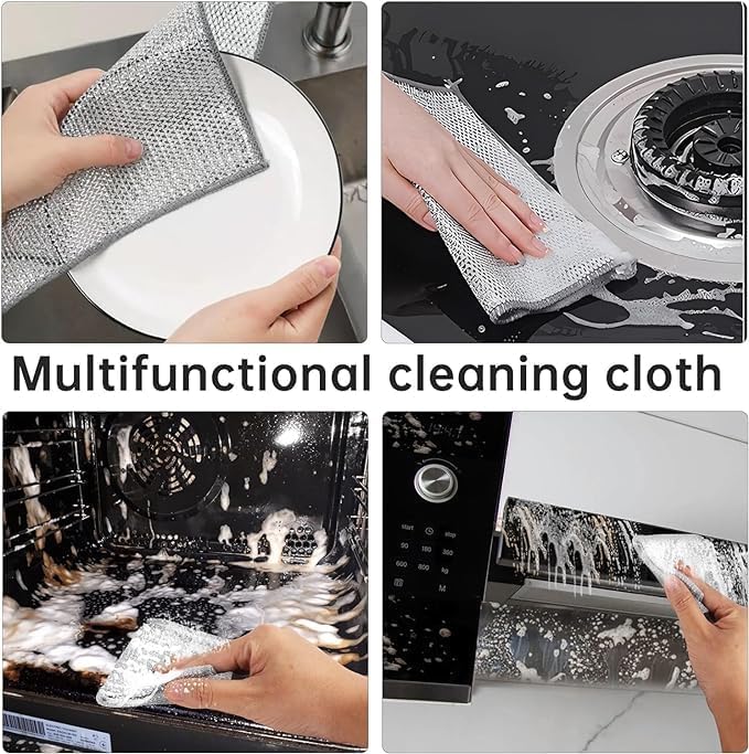 BiyoWood 10-Pack Reusable Non-Scratch Dish Washing Cloths - Multipurpose Kitchen Scrubber for Wet & Dry Cleaning - Gentle on Dishes & Cookware - Perfect for Daily Dishwashing, Pots, Pans & Countertops