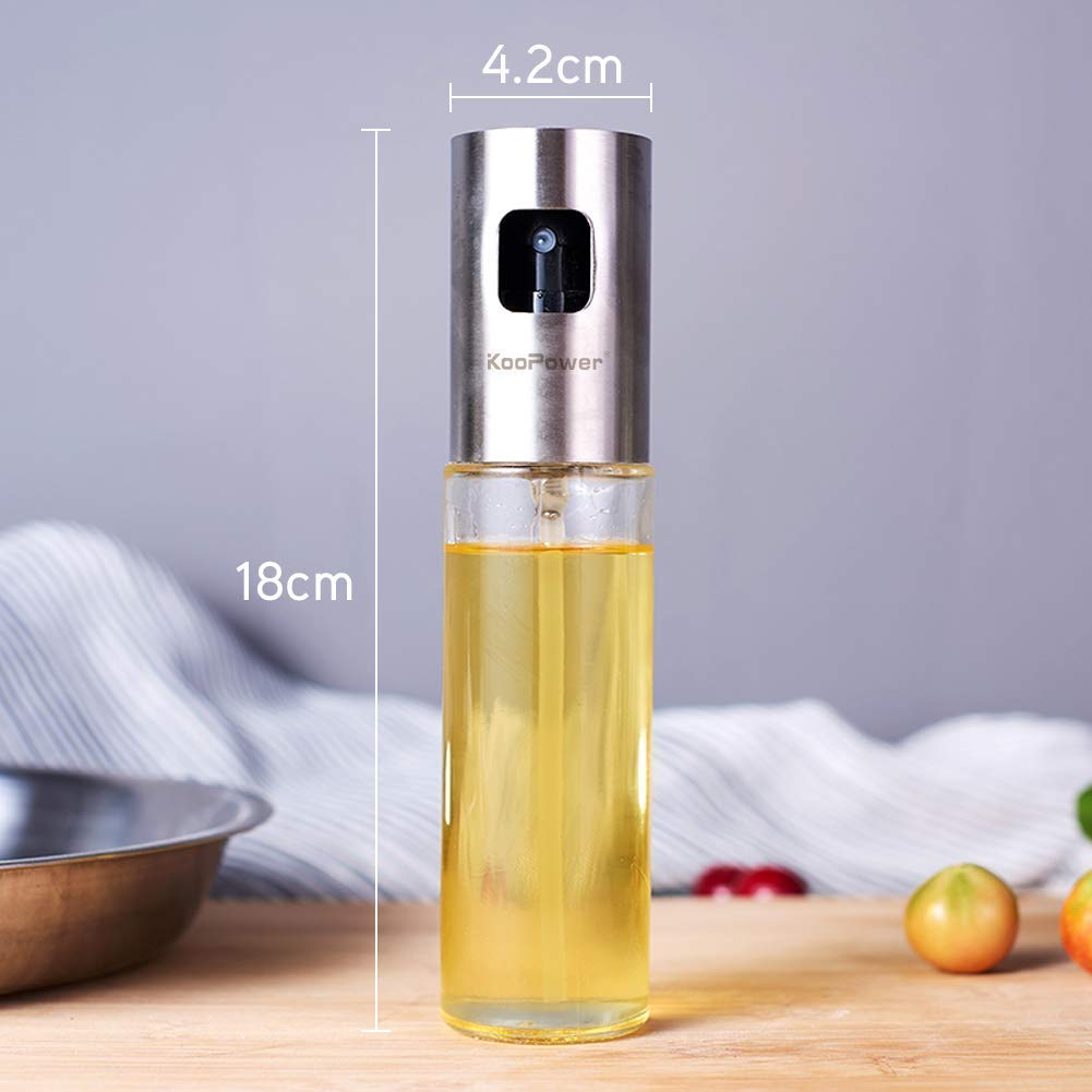 Premium Olive Oil Sprayer - Food Grade Stainless Steel & Glass Oil Mist Bottle for Cooking, Baking, BBQ | Perfect for Salad Dressing, Kitchen Use & Healthy Meal Prep