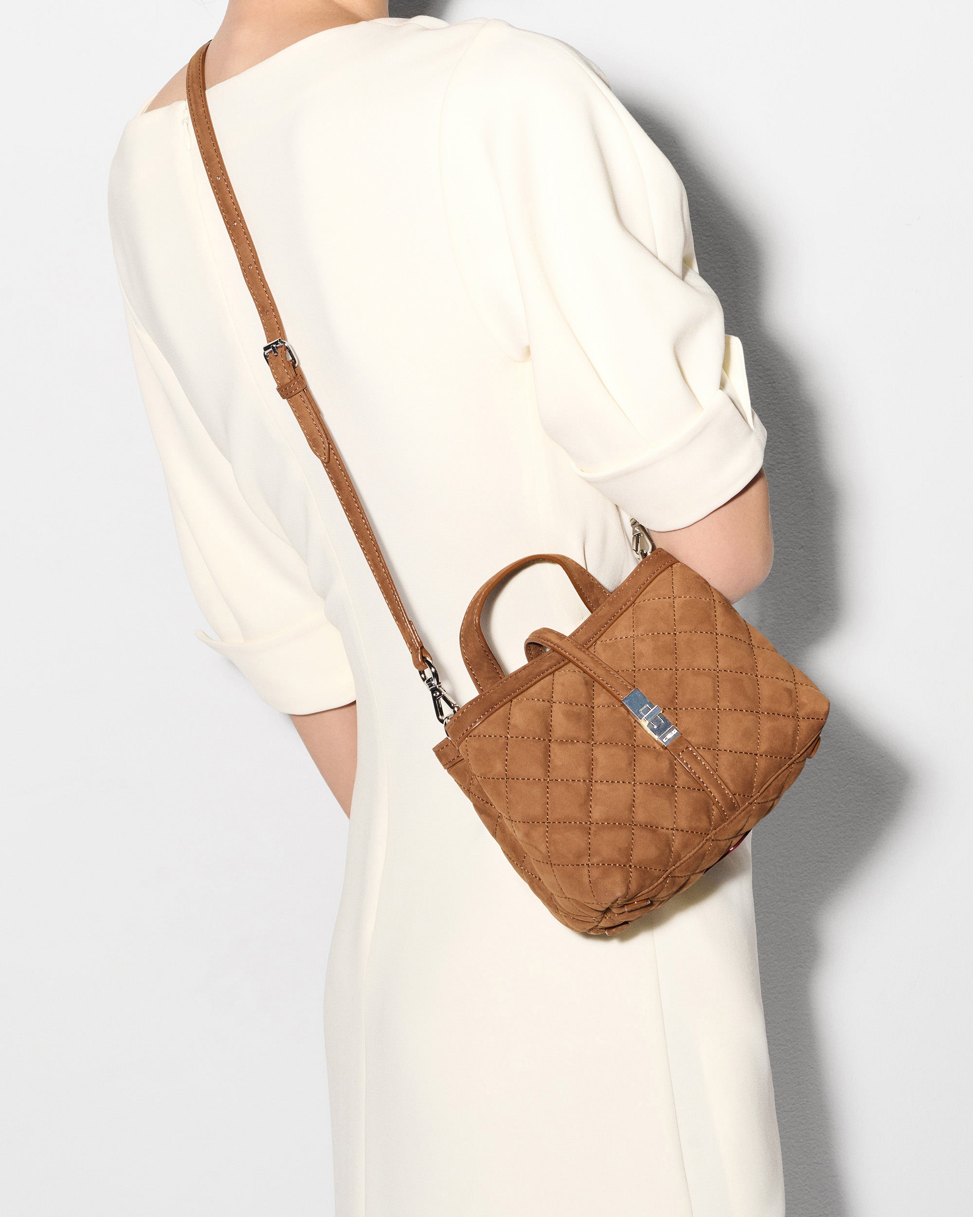 Brown Nubuck Mini Astor Top Handle Bag - Stylish Leather Crossbody Purse for Women | Perfect for Work, Travel & Everyday Use